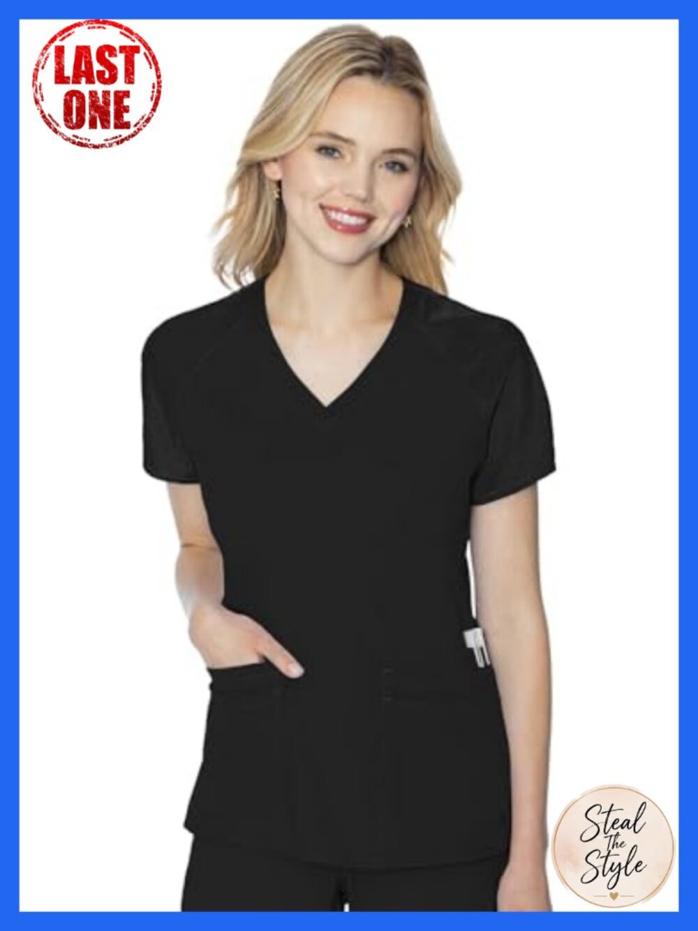 Med Couture Touch Scrub Top Women Raglan Sleeve 6 Pockets Modern Fit